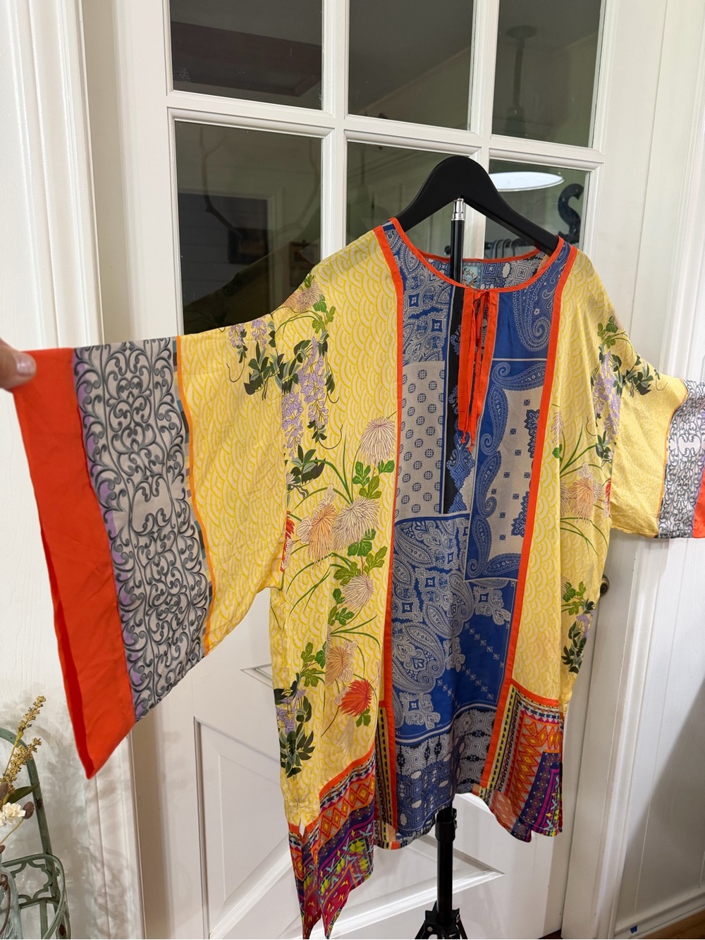 Johnny Was Arden Pure Silk Kimono MEDIUM Mixed Print Tunic Women Oversized